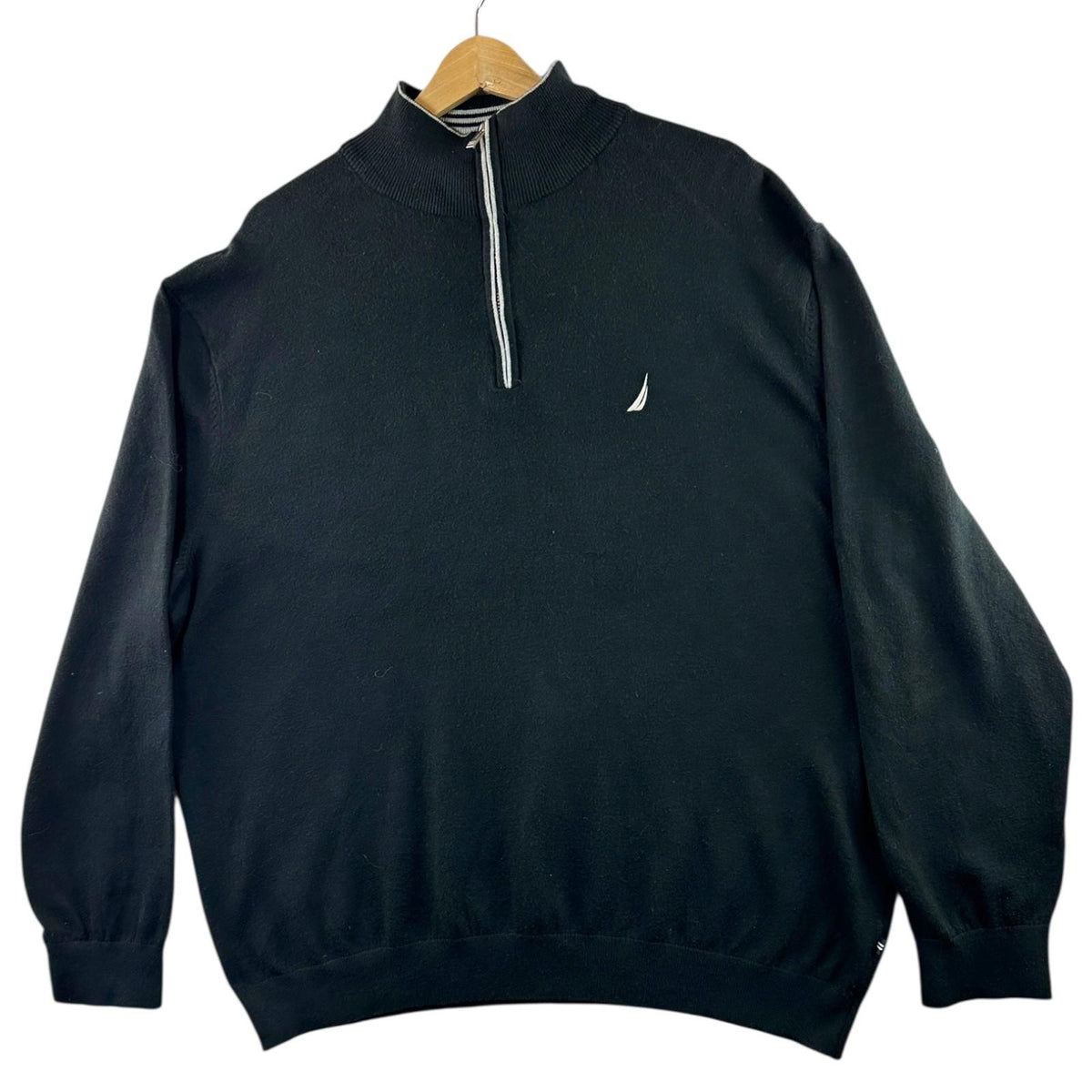 Nautica Black Nautica Jumper Men's UK Size 2XL Stand Up Collar Long Sleeve Embroidered Logo