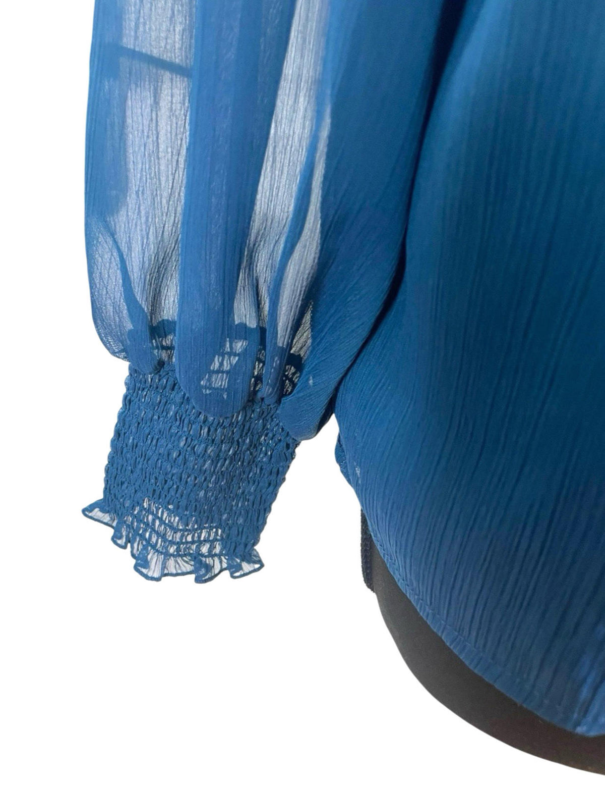 Laundry Shelli Segal Blue Laundry By Shelli Segal Blue High Neck Chiffon Top Women's UK Size XS