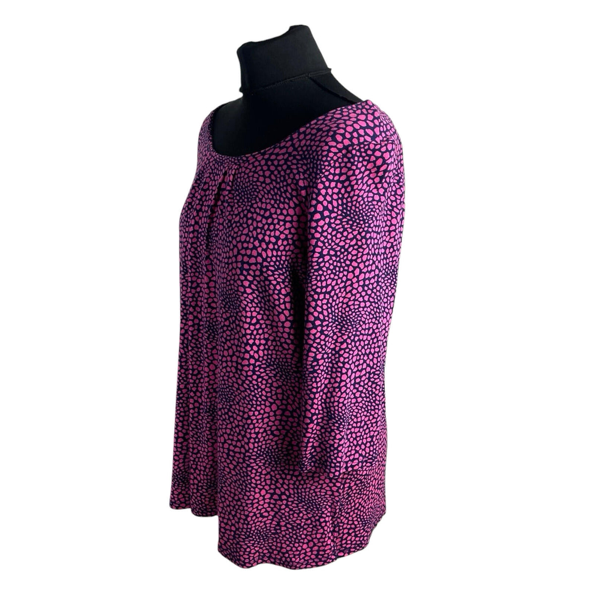 George Pink George Moda Spotted Blouse Top Women's UK Size 16 3/4 Sleeve Scoop Neck Pink