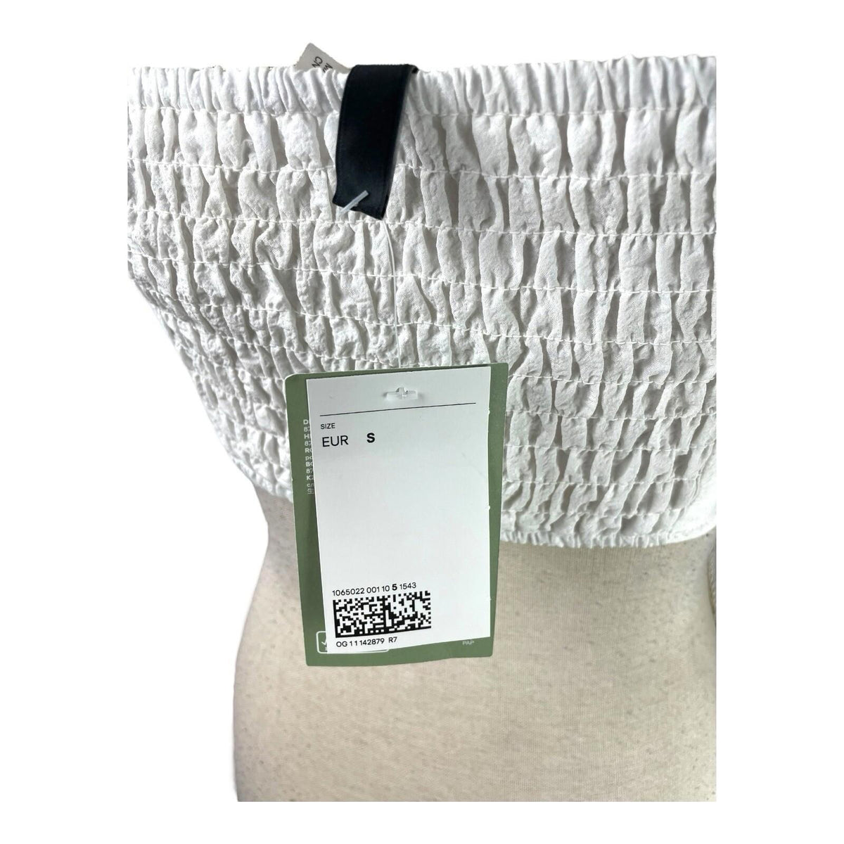 Divided White Puff Sleeve Crop Top Silver Ring Eyelet Women's UK Size S