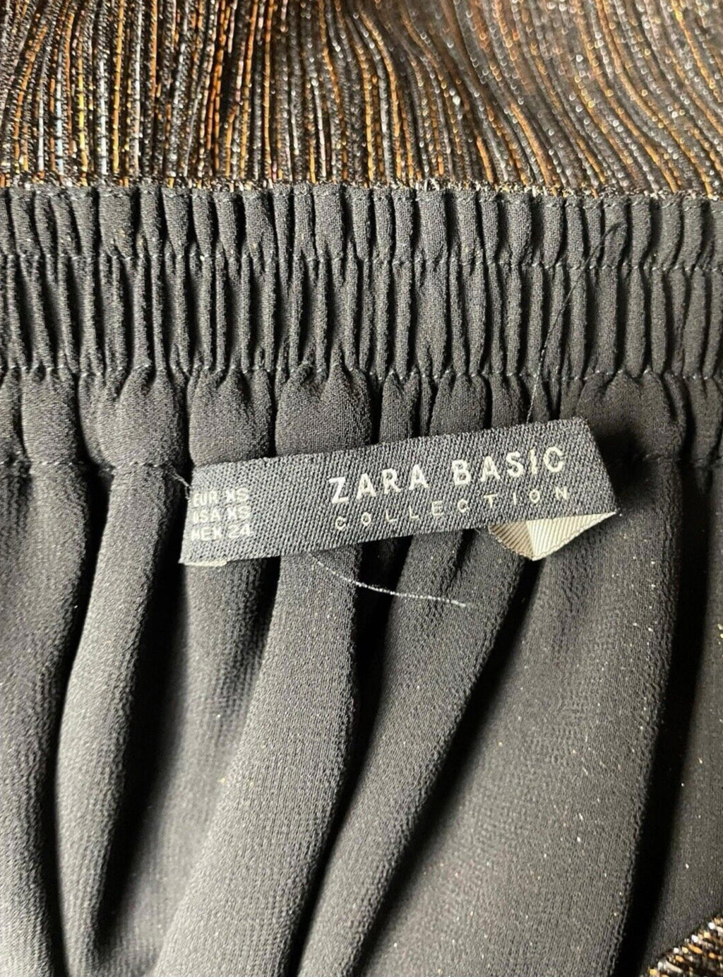 Zara Basic Black & Gold Sparkle Party Skirt Maxi Lined Women's UK Size XS