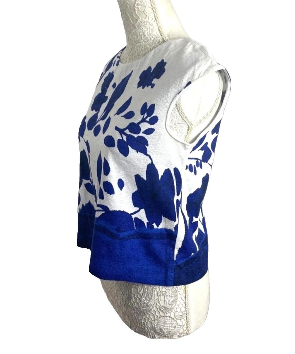 ZARA White Zara Textured Floral Cotton Blend Crop Top Women's UK Size Small S