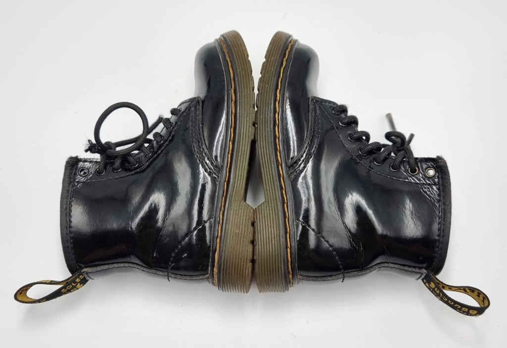 Dr Martens Toddler 1460 Black Patent Boots Side Zip Shoes Kids Size UK 7 EUR 24