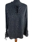 Lumiere Black Floral Blouse Long Sleeve Women's UK Size S