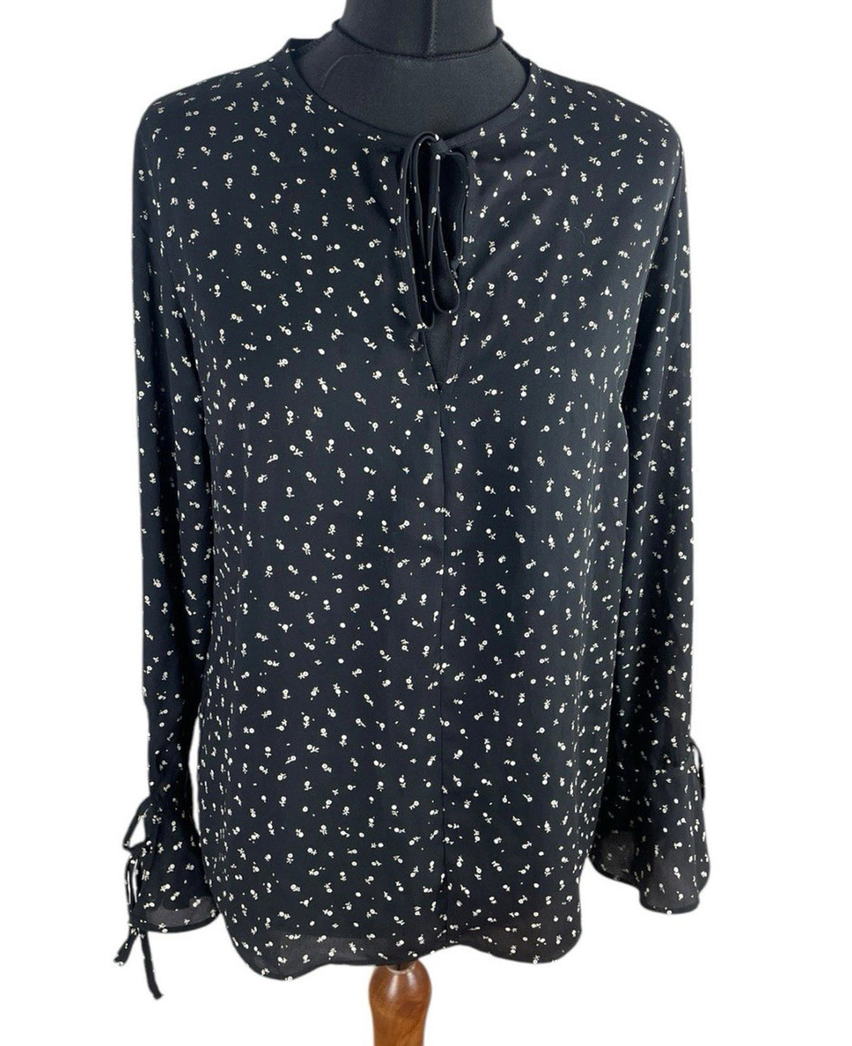 Lumiere Black Floral Blouse Long Sleeve Women's UK Size S