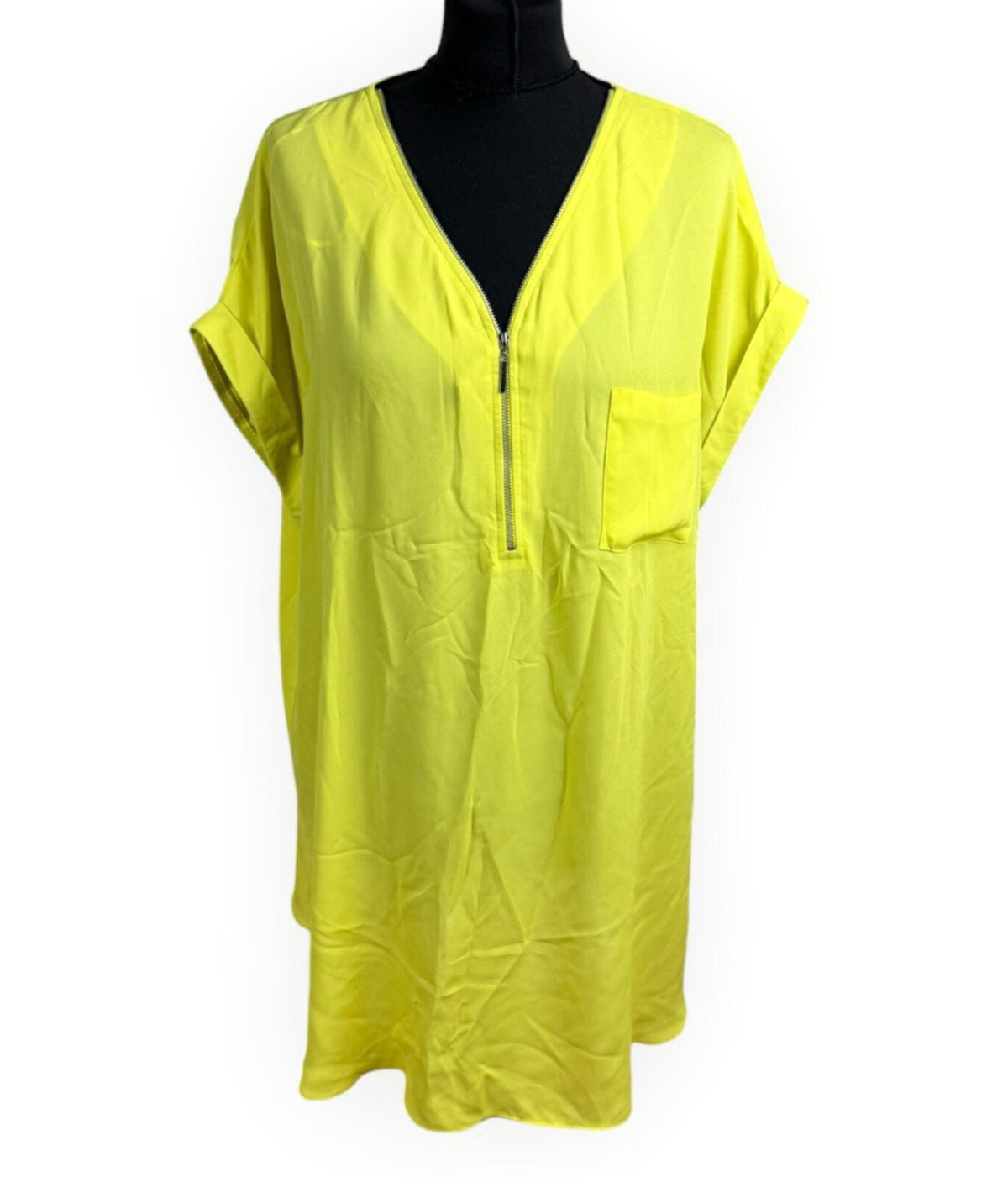 Peacocks Yellow Peacocks T-Shirt Blouse Top Women's UK Size 22 Zip Rayon Front Pocket Yellow