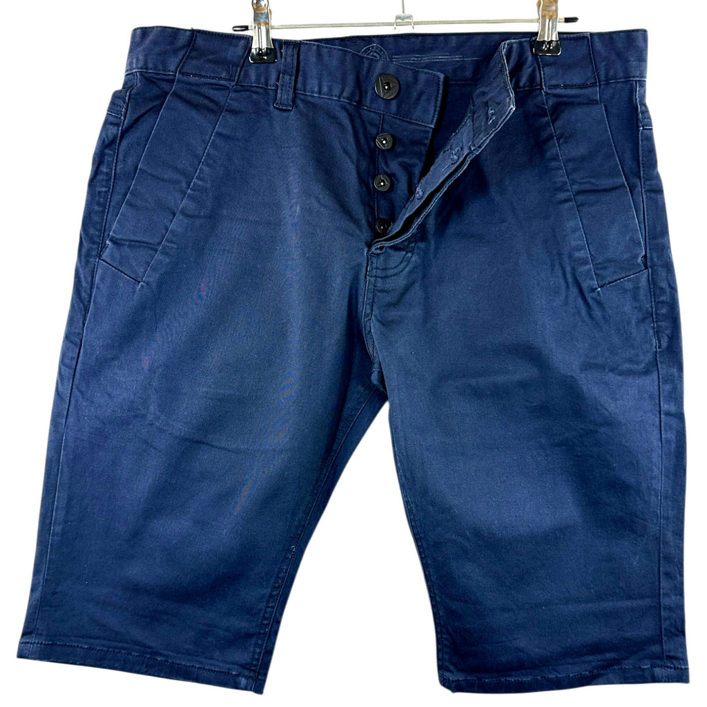 EJ Denim Shorts Men's UK Size 34 W Navy Blue Embroidered Logo Denim Button Up