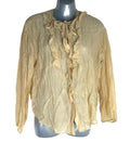 Primark Sheer Shirt Blouse Women’s UK Size S Button Up Crinkle Effect Beige