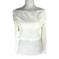Pretty Little Thing Crop Top Cream Off Shoulder Textured Women's UK Size 16