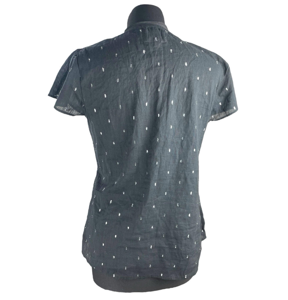 Oasis Black Oasis Blouse Women's UK Size 10 Black Glitter Lace Neckline Belted