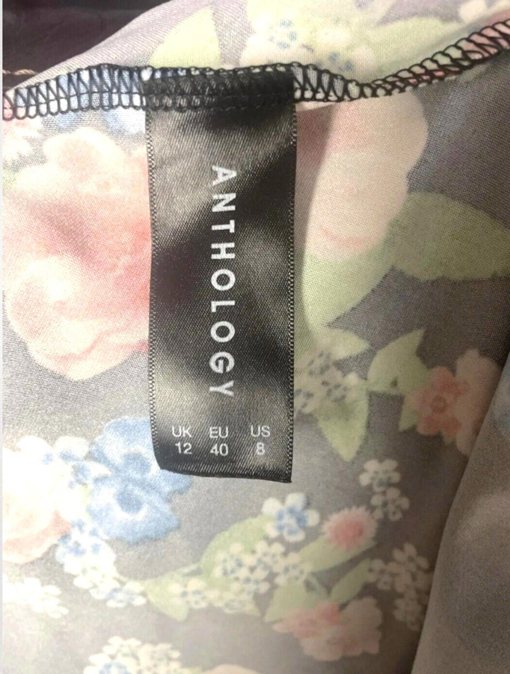 Anthology Floral Midi Dress Women's UK Size 12 Black Short Sleeve Round Neck