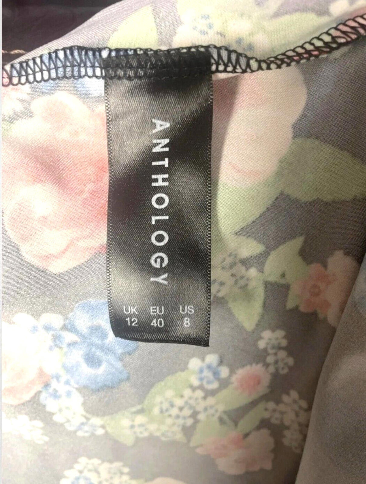 Anthology Floral Midi Dress Women's UK Size 12 Black Short Sleeve Round Neck