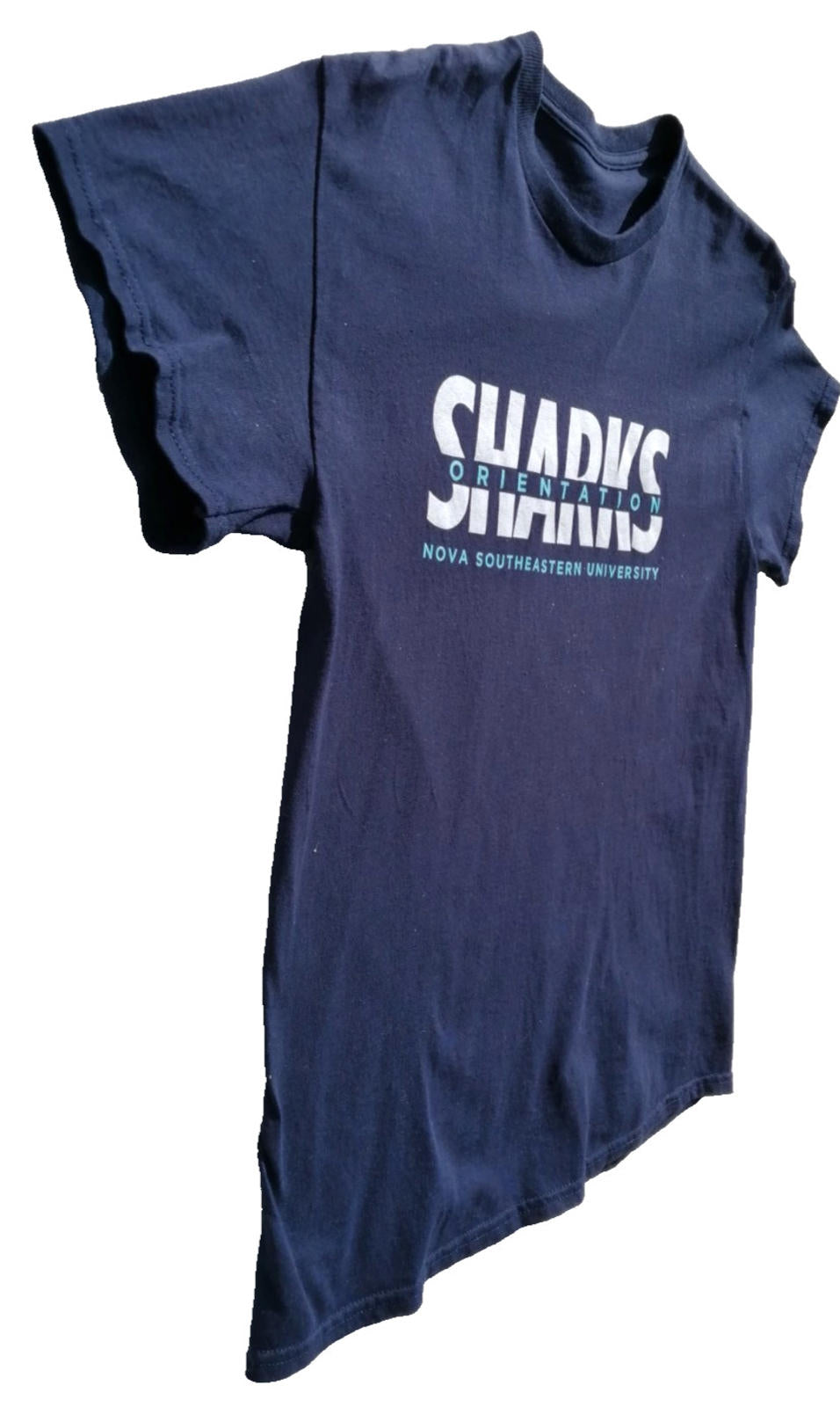 Black Sharks Uni Graphic Print T-Shirt Men's Size S Navy Crew Neck 100% Cotton