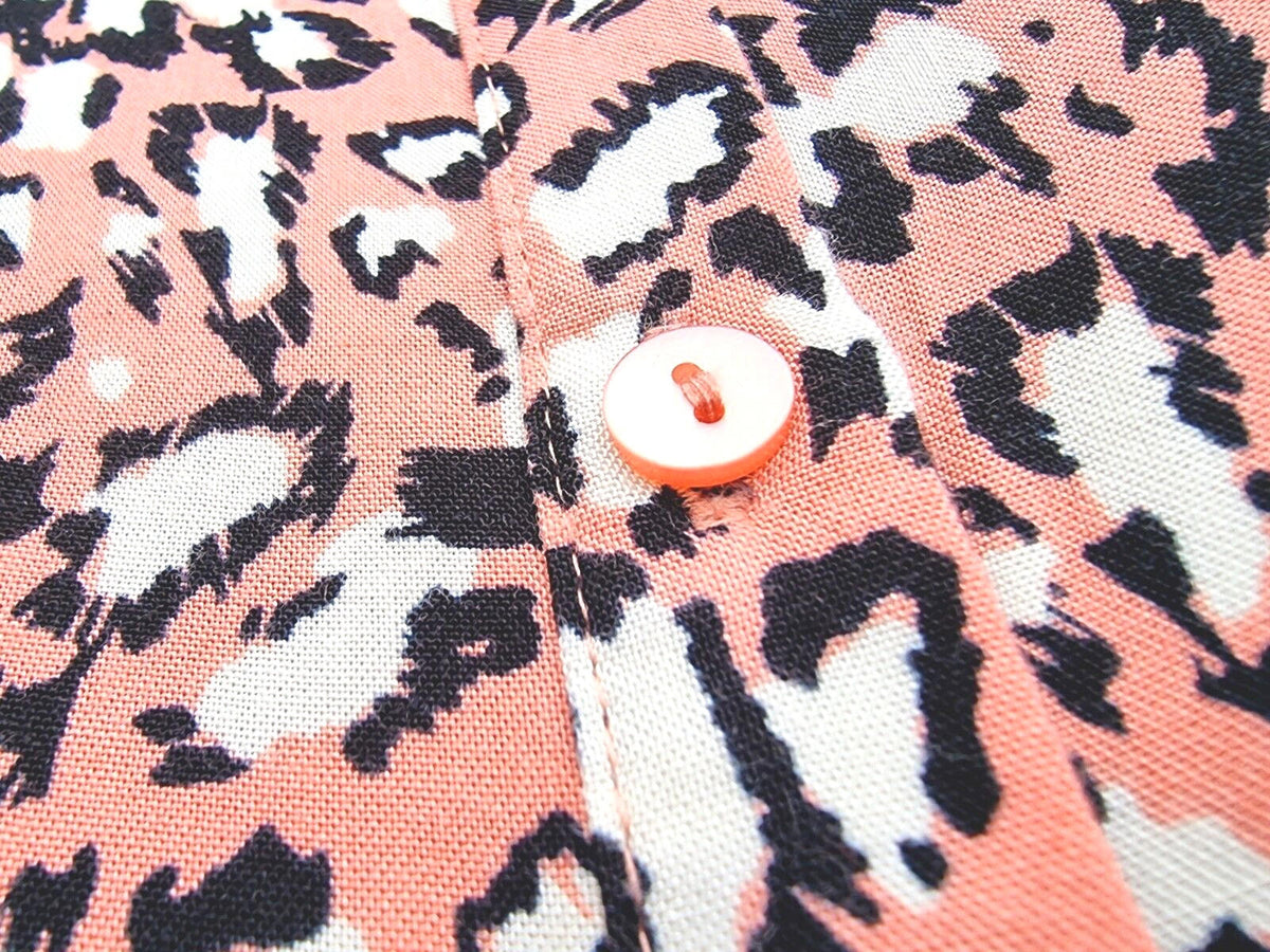 Primark Leopard Print Shirt Women's UK Size 10 Pink Button Down Long Sleeve