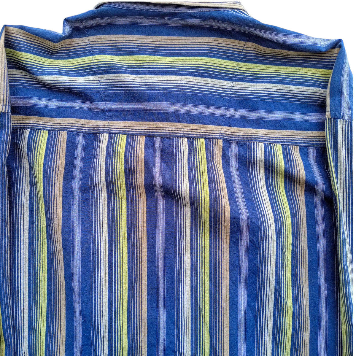 French Shirt Long Sleeve Blue Striped Pocket UK Men's Size 2XL XXL Collar 15"
