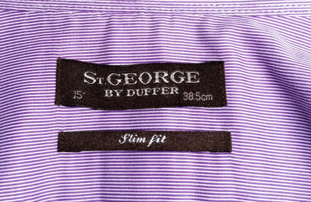 St George By Duffer Shirt Men's UK Size S Pink Stripe 100% Cotton Slim Fit