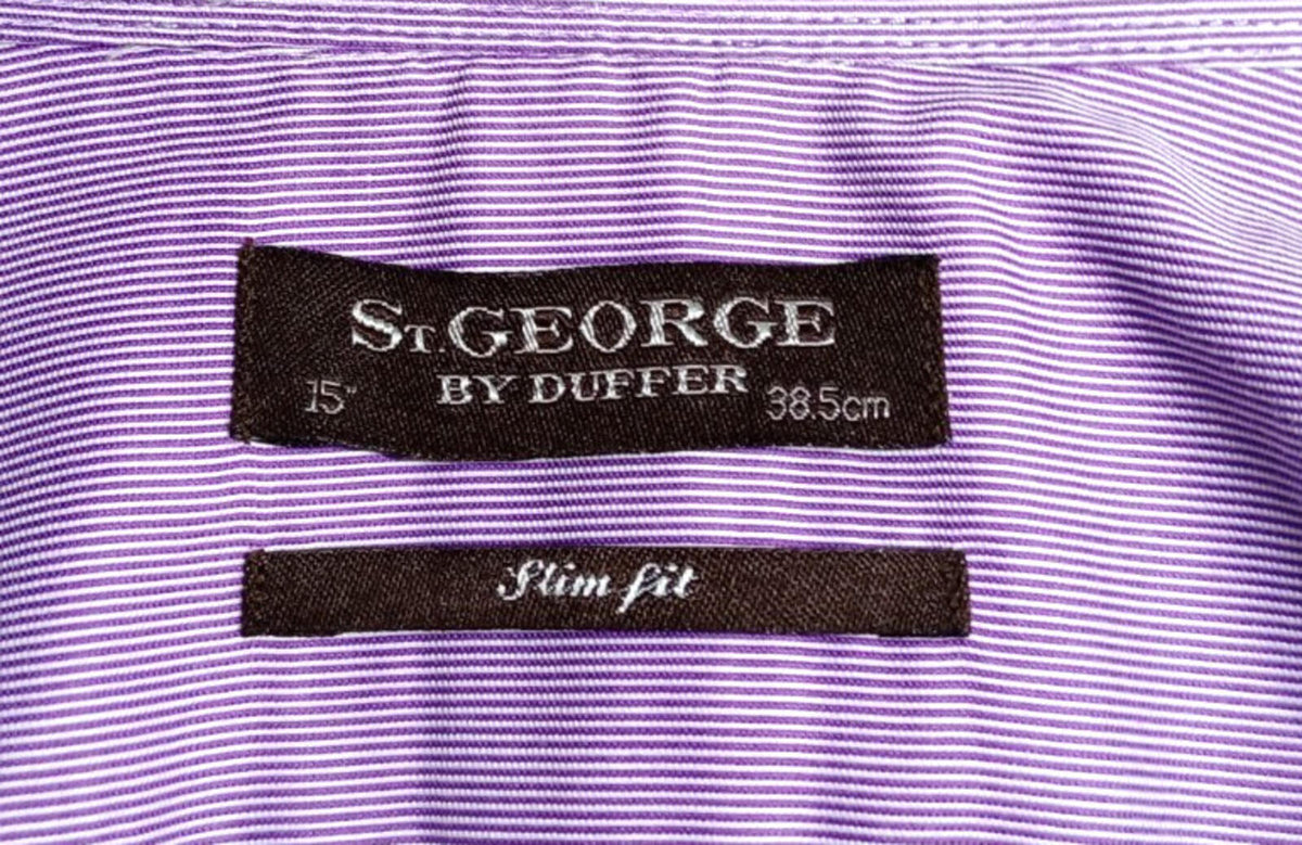 St George By Duffer Shirt Men's UK Size S Pink Stripe 100% Cotton Slim Fit