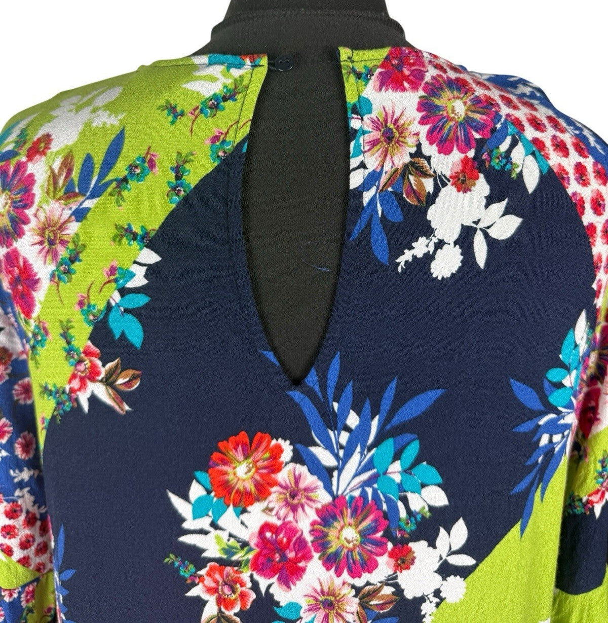 Next Floral Patchwork Shift Dress Women’s UK Size 16 Mini Lightweight 3/4 Sleeve