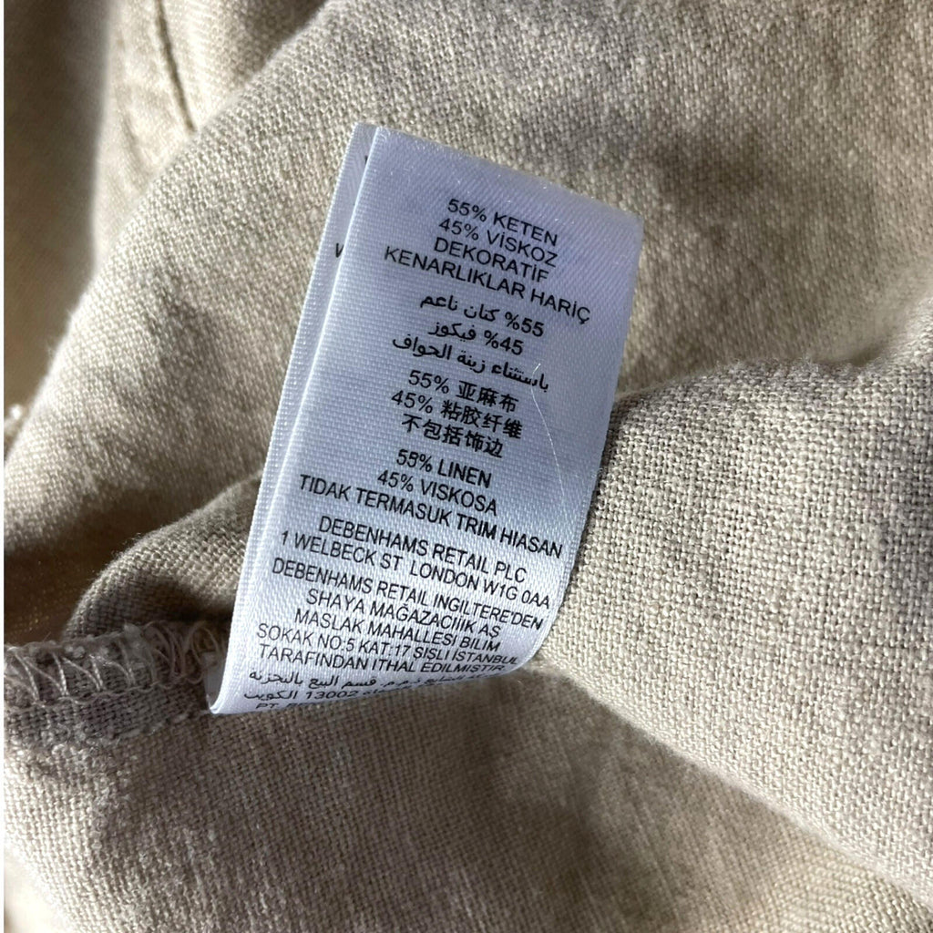Debenhams Linen Jacket Women's UK Size 18 Collared Pockets Beige Lightweight
