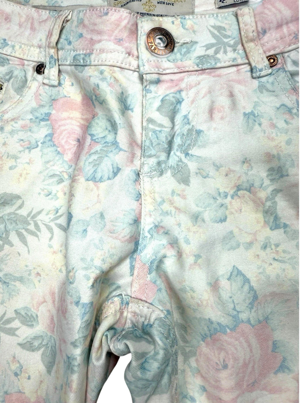 Parisian Collection Cropped Jeans Floral Print Stretch Women's UK Size 8