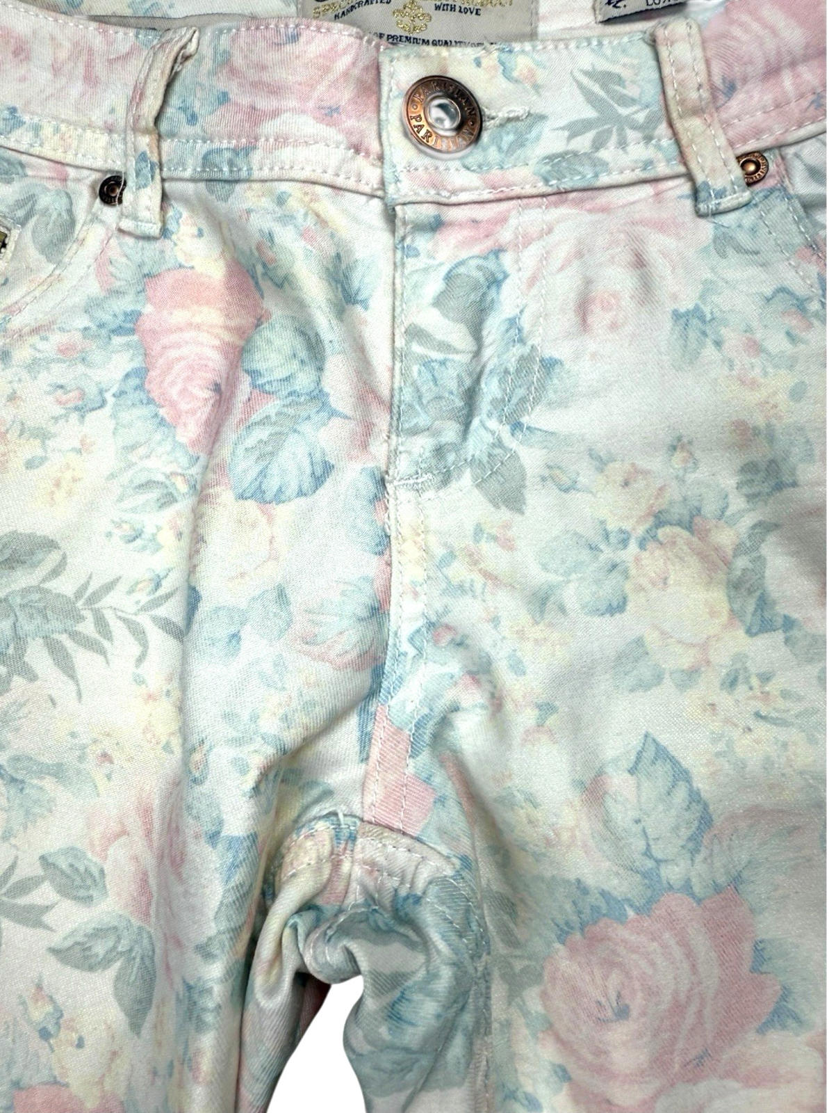 Parisian Collection Cropped Jeans Floral Print Stretch Women's UK Size 8