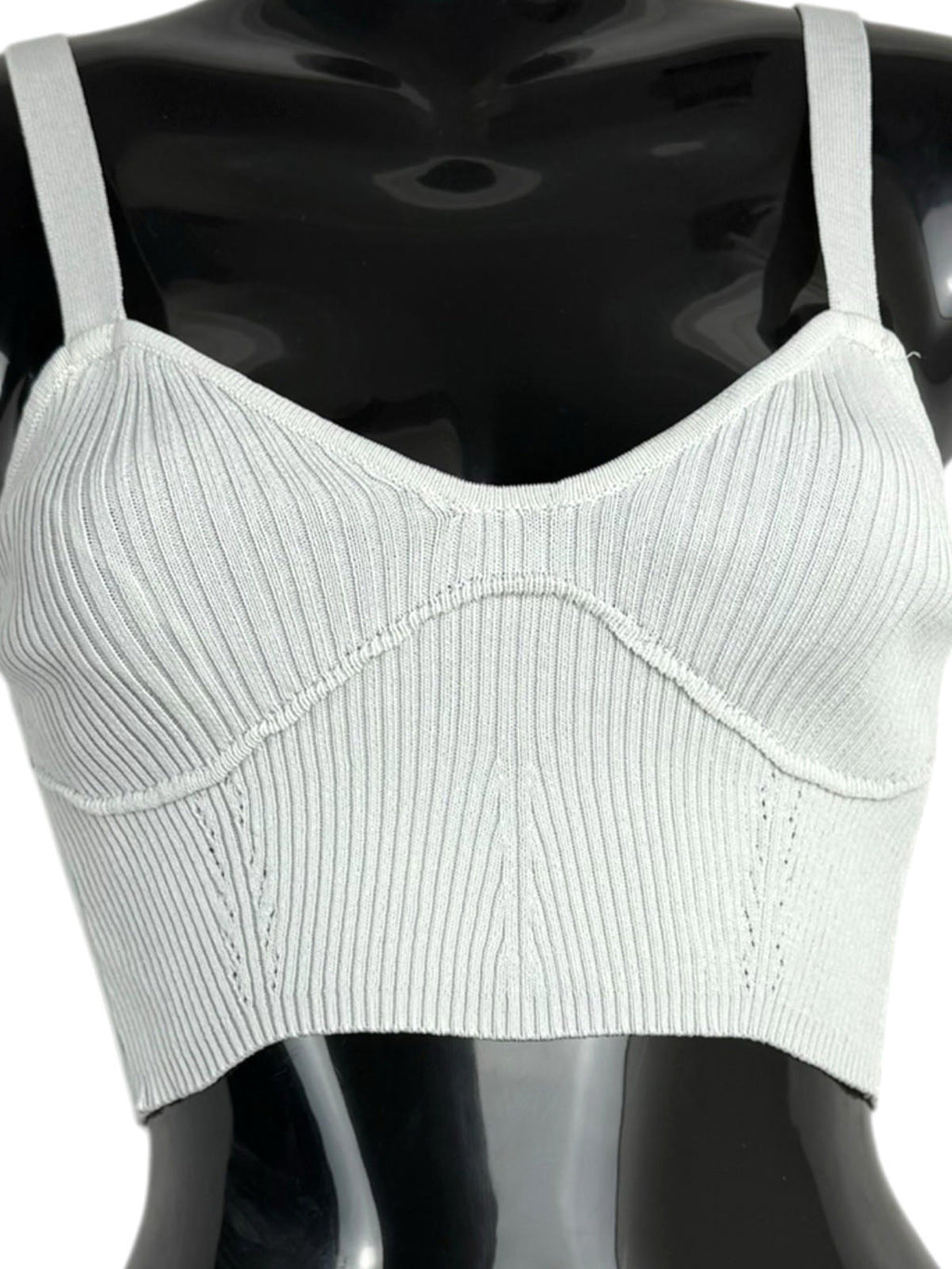 stradivarius White Stradivarius Off White Ribbed Crop Top Tank Stretch Women's UK Size XS