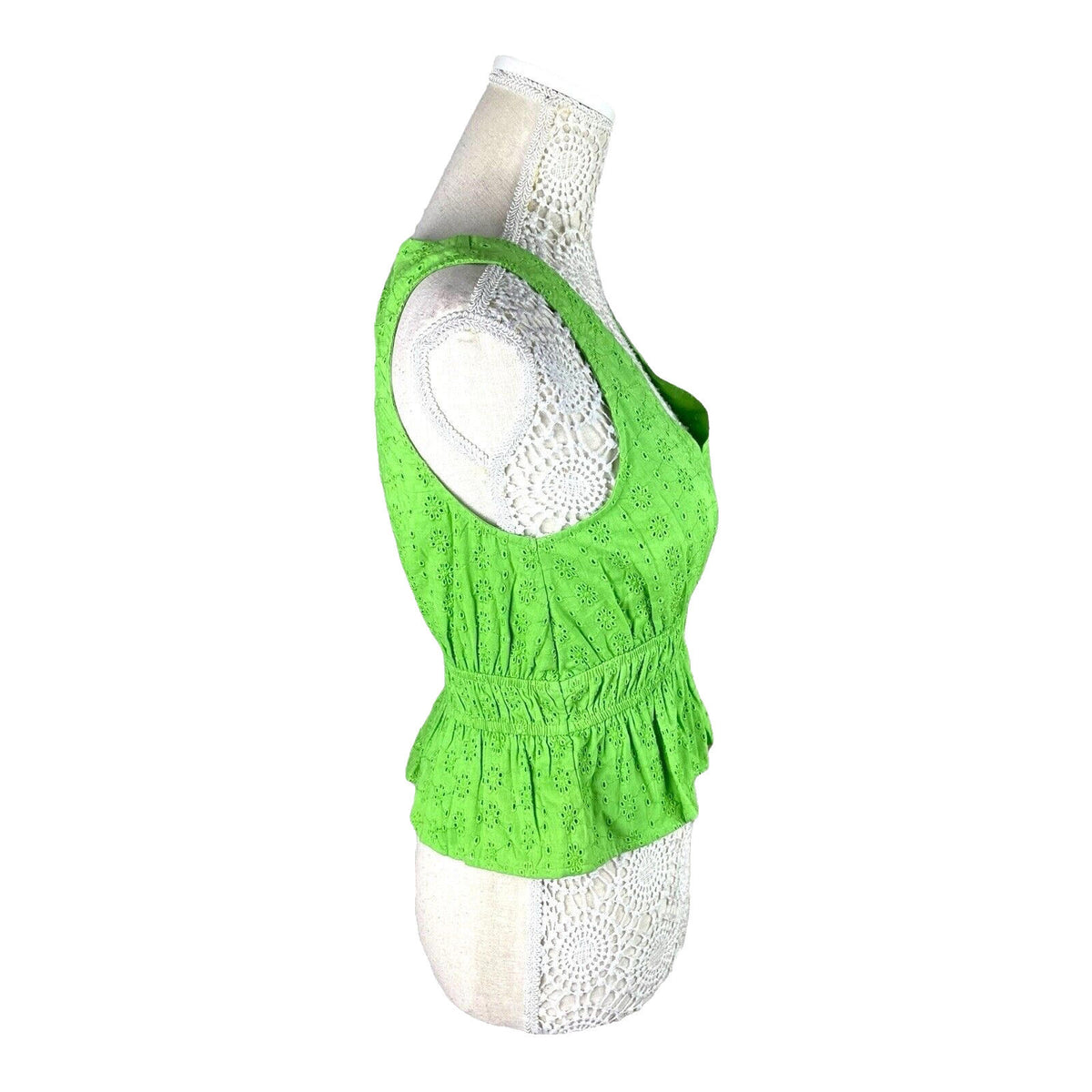 Tank Top Embroidered Cropped Green Blouse Women's UK Size 8