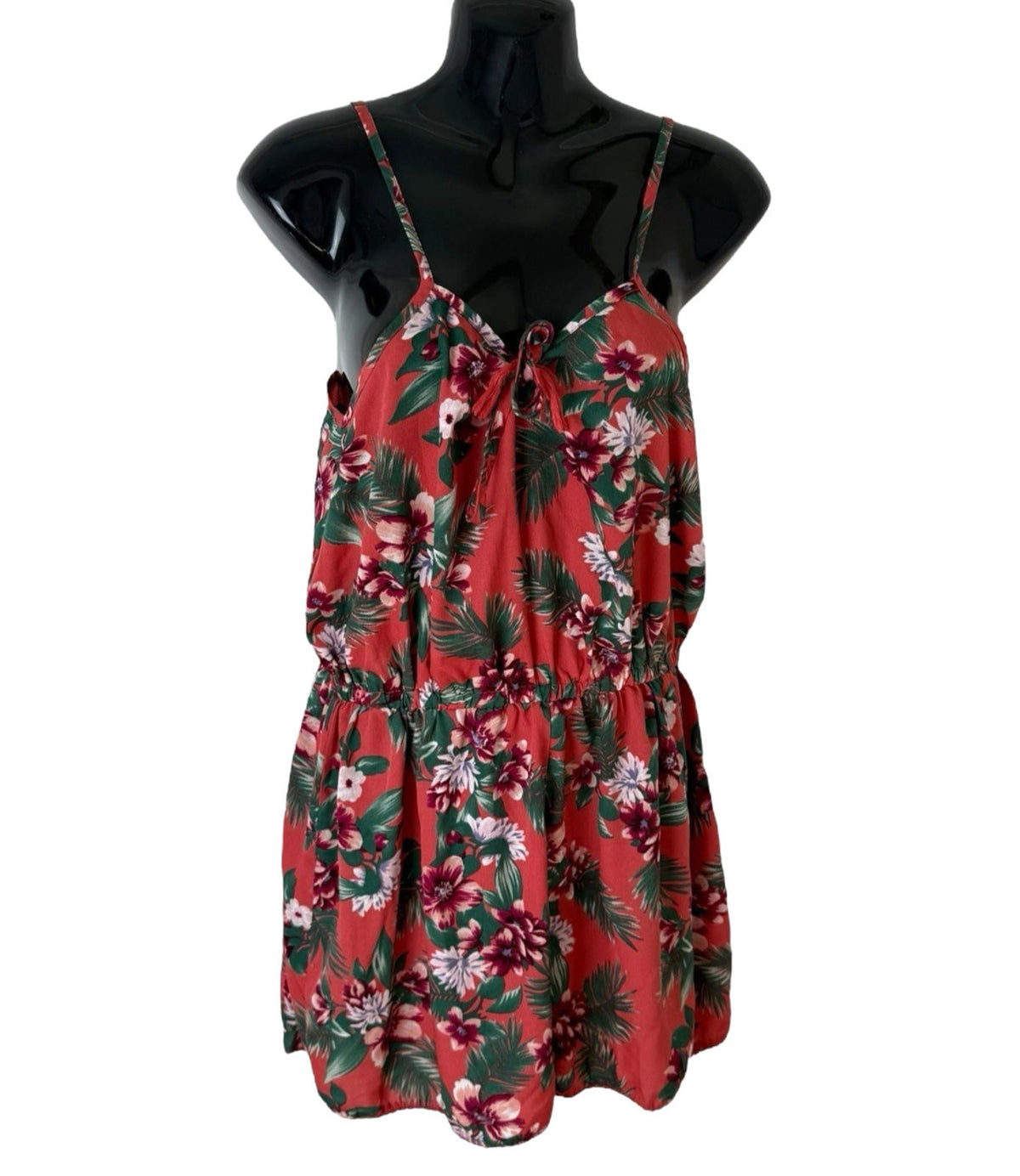 Studio Red Floral Playsuit Spaghetti Strap Women's UK Size 12 Summer
