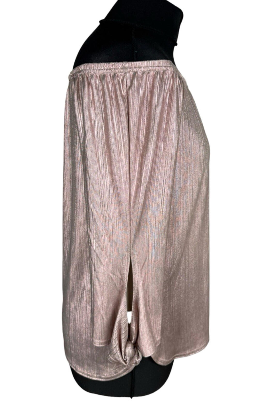 New Look Metallic Top Women's UK Size 10 Off Shoulder 3/4 Sleeve Rose Gold