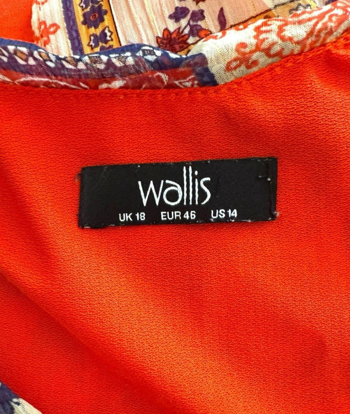 Wallis Orange Pattern Vest Top Chiffon Colour Block Women's UK Size 18
