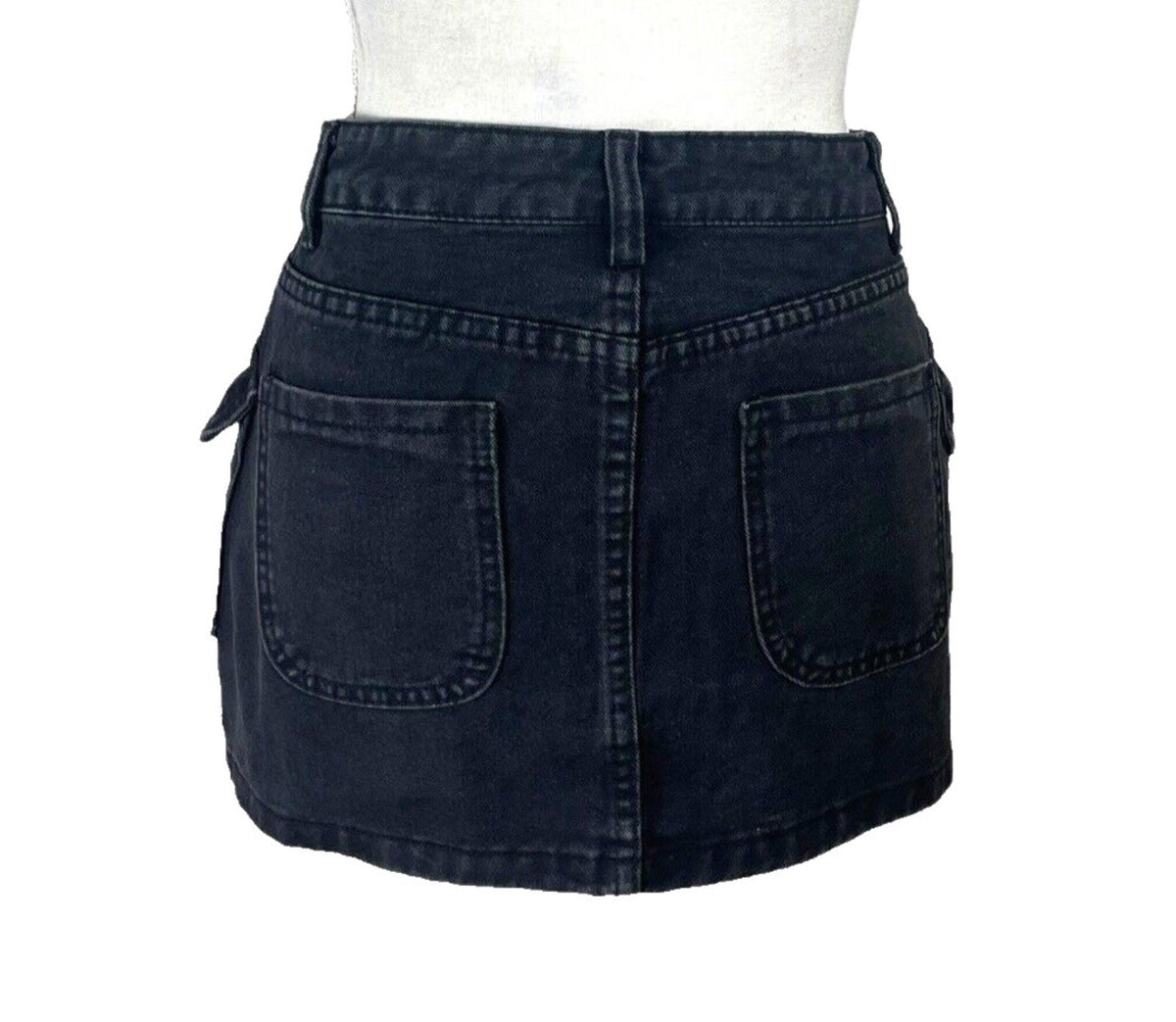 Denim Cargo Mini Skirt Black Women's UK Size 8