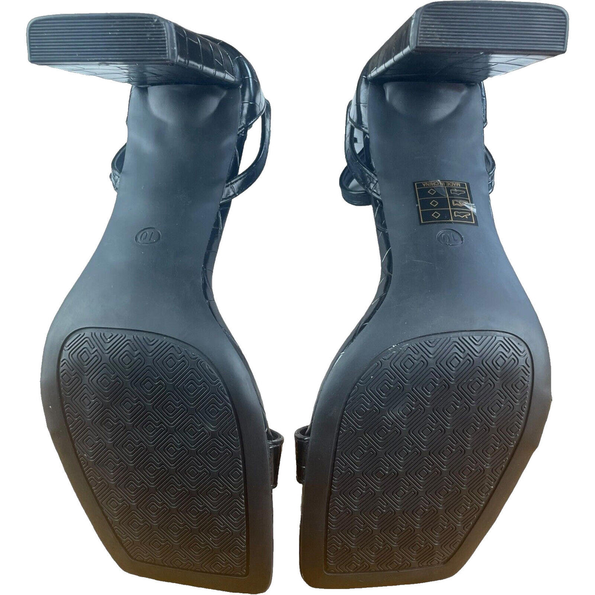 Dream Pairs Black Dream Pairs Faux Block Heel Shoes Square Tie Women's UK Size 6 EU 39