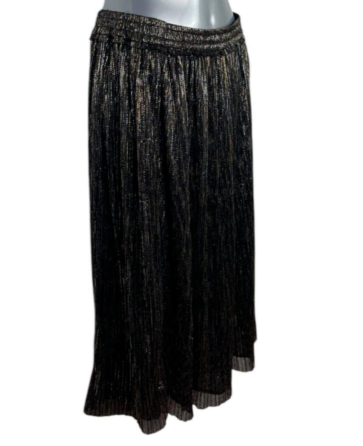 Zara Basic Black & Gold Sparkle Party Skirt Maxi Lined Women's UK Size XS