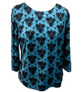 Honor Milburn Black Honor Milburn Velour Top Women's UK Size 12 Floral Velour Blue Black