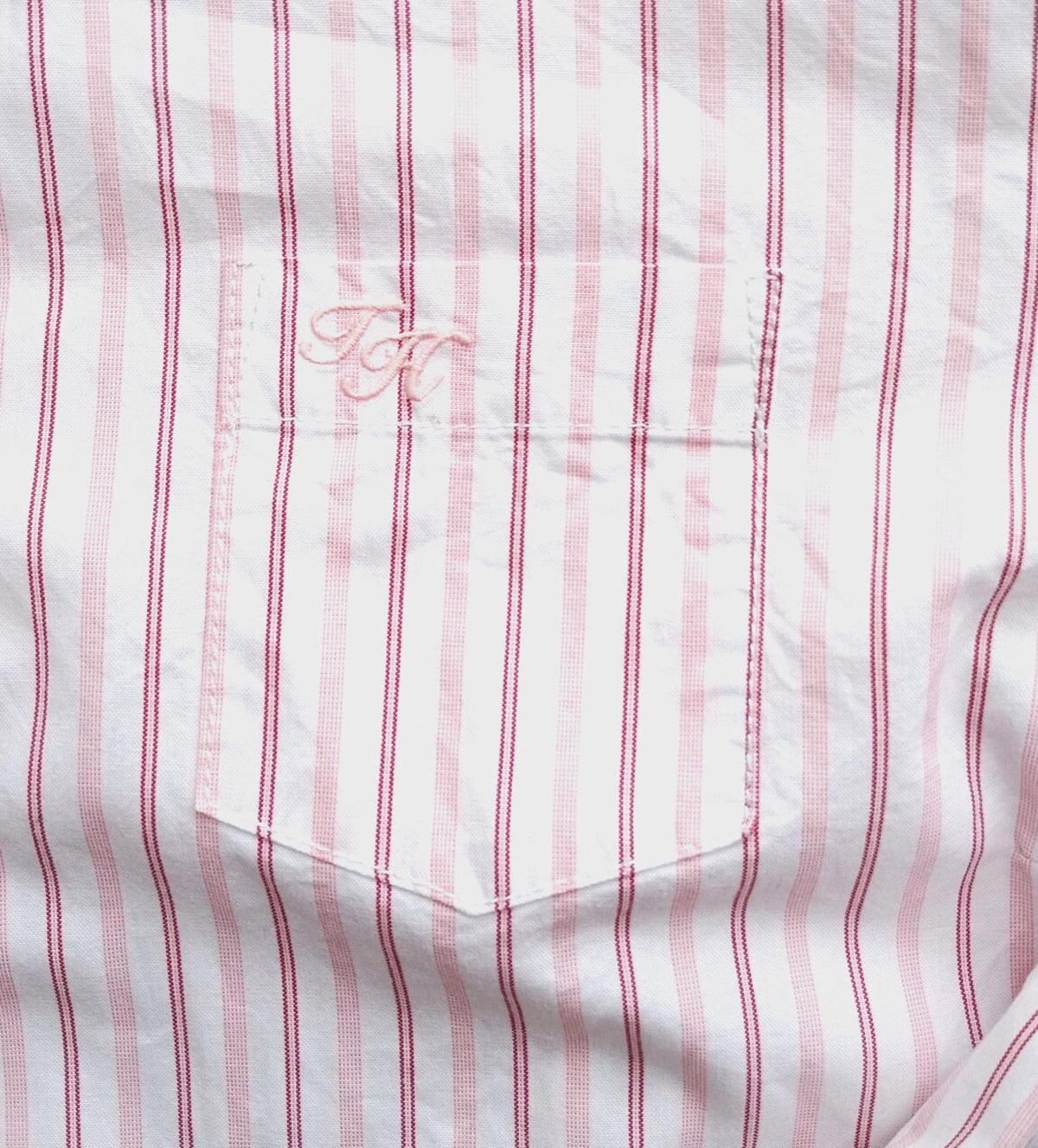 Tommy Hilfiger Shirt Men's UK Size XL Pink Striped Long Sleeve Pockets Easy Care
