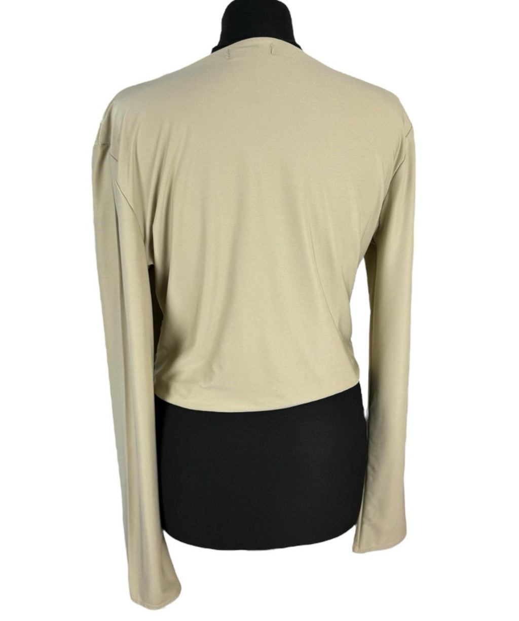 Red Label Beige Layered Top Slimming Long Sleeve Stretch Women's UK Size S