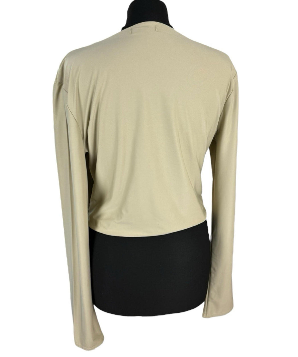 Red Label Beige Layered Top Slimming Long Sleeve Stretch Women's UK Size S