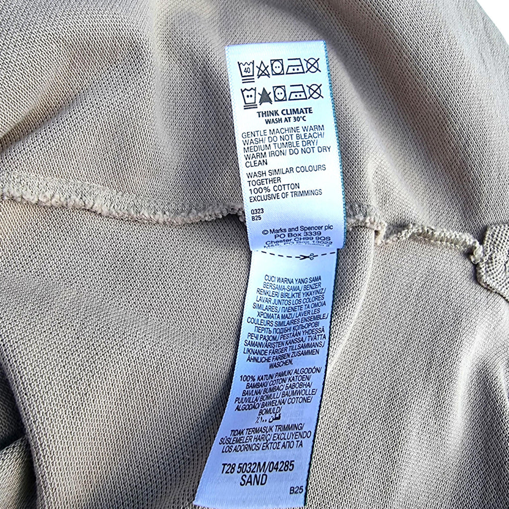 Marks & Spencer Tan M&S Polo Shirt Men's UK Size L Beige Sand Short Sleeve 100% Cotton 41-43" Chest