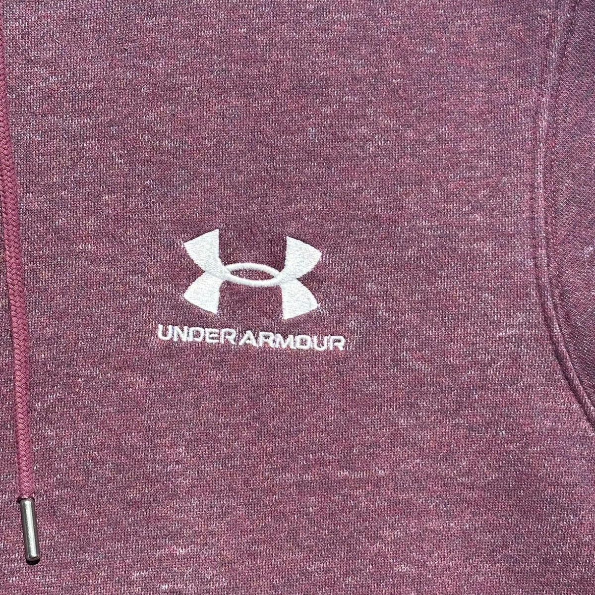 Under Armour Hoodie Men's UK Size S Burgundy Red Long Sleeve Pocket 100% Cotton