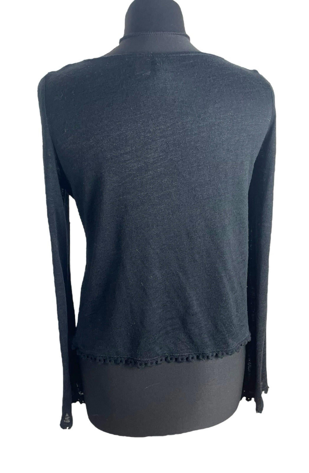 Divided Black Long Sleeve Blouse Top Frilled Hem Women's UK Size S