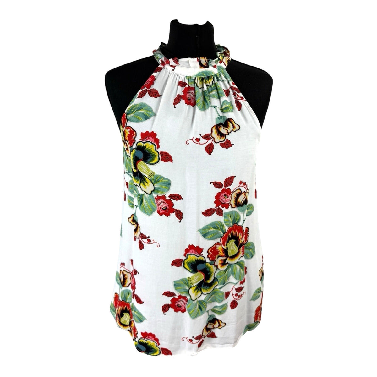 Warehouse Sleeveless Blouse Floral Women's UK Size 10 White Multicolour