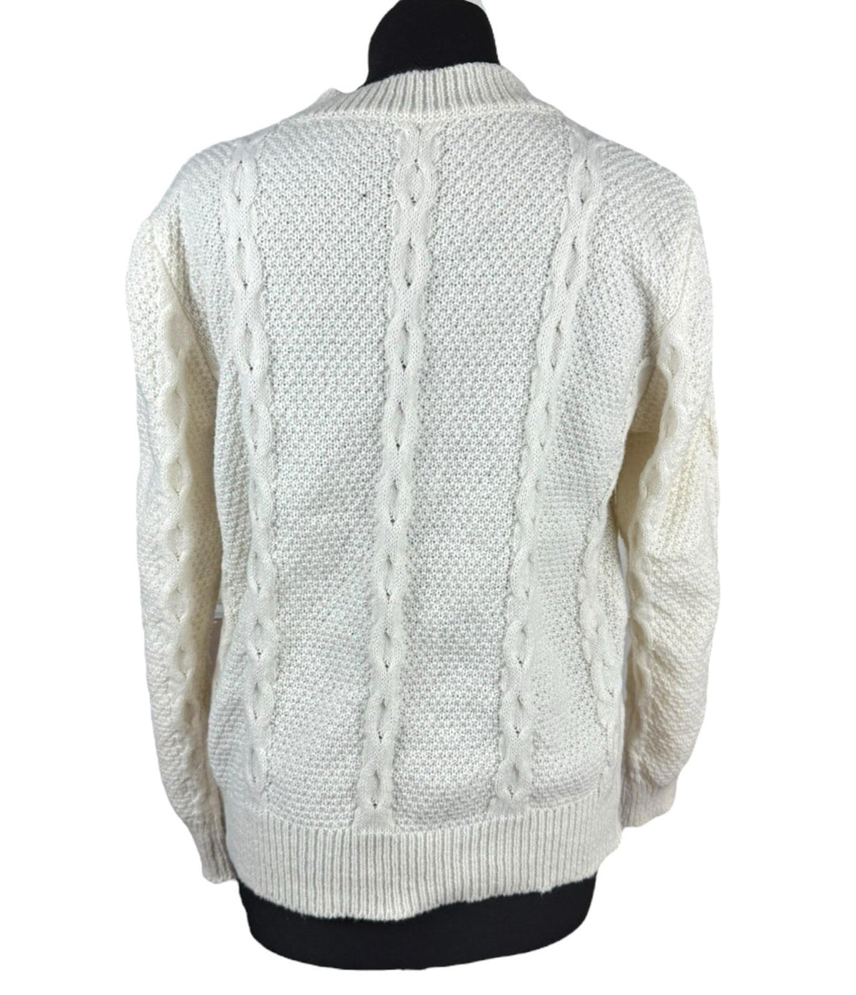 Shein Beige Knit Jumper White Lace Panel Long Sleeve Women's UK Size L
