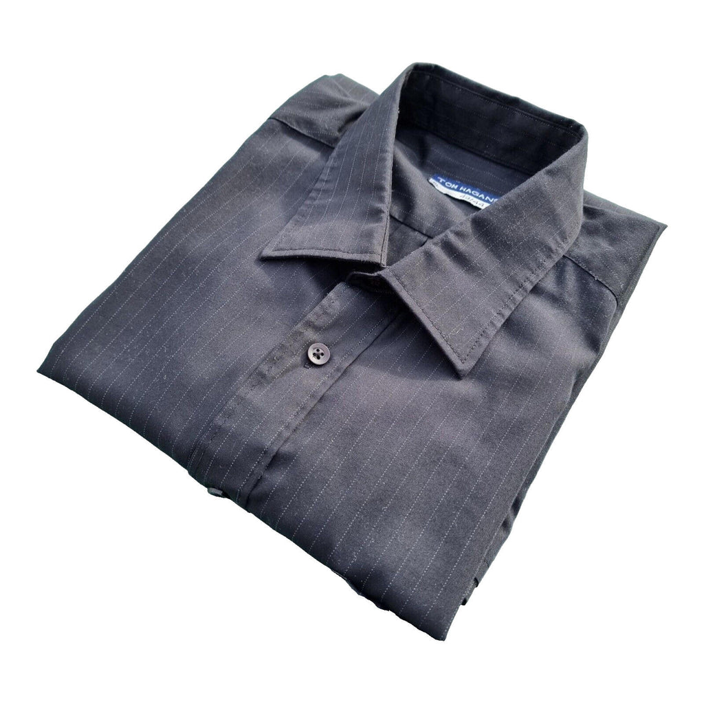 Tom Hagan Shirt Short Sleeve Men's UK Size XL Black Striped 46" Chest