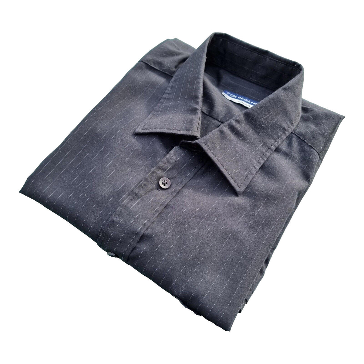 Tom Hagan Shirt Short Sleeve Men's UK Size XL Black Striped 46" Chest