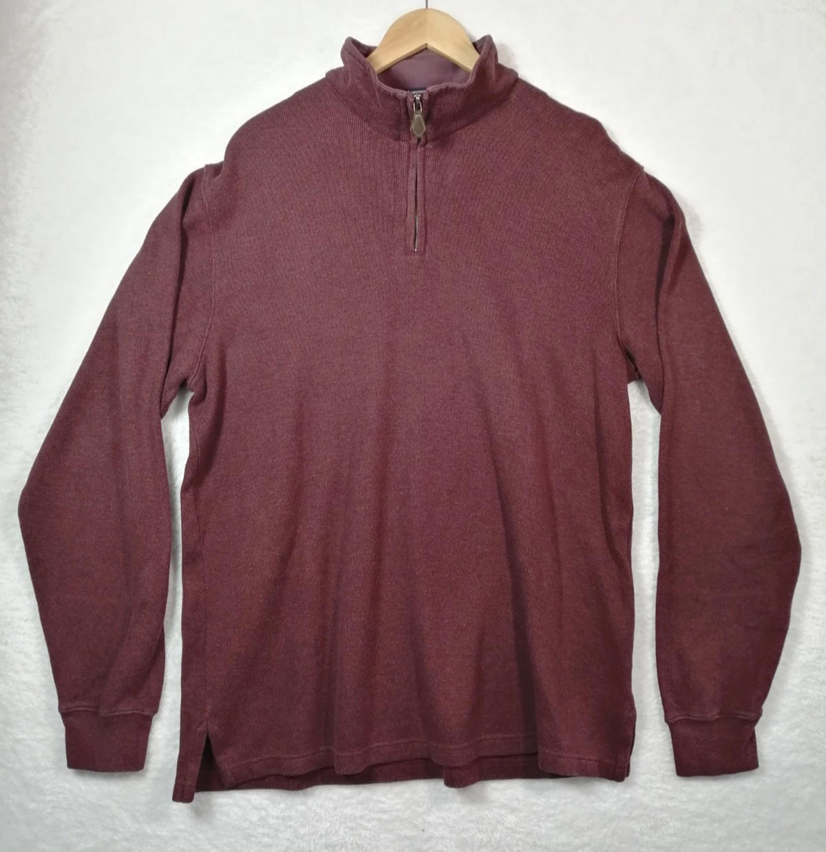 Lands' End Red Land's End 1/4 Zip Burgundy Sweatshirt Men's Size XL Jumper 100% Cotton
