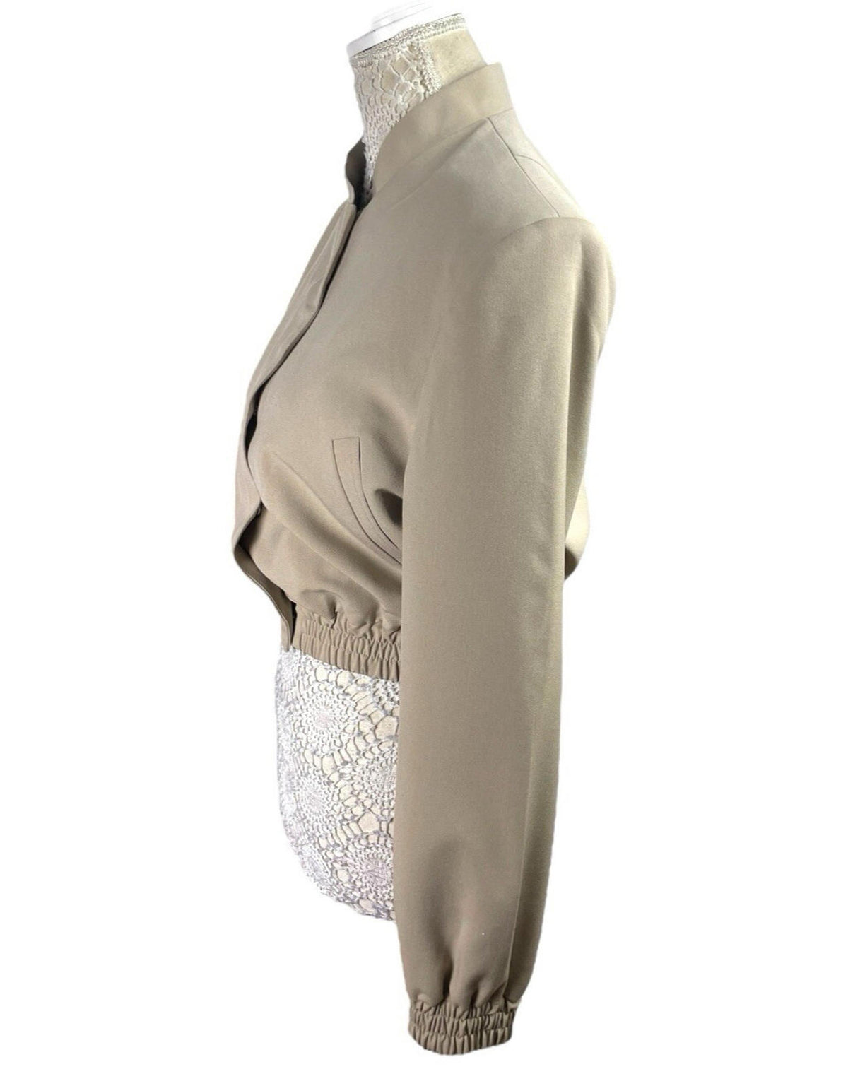 ASOS Beige Cropped Trench Coat Shoulder Pads High Neck Women's UK Size 8