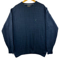 Nautica Knit Jumper Men's UK Size XL Navy Blue 100% Cotton Long Sleeve Crew Neck