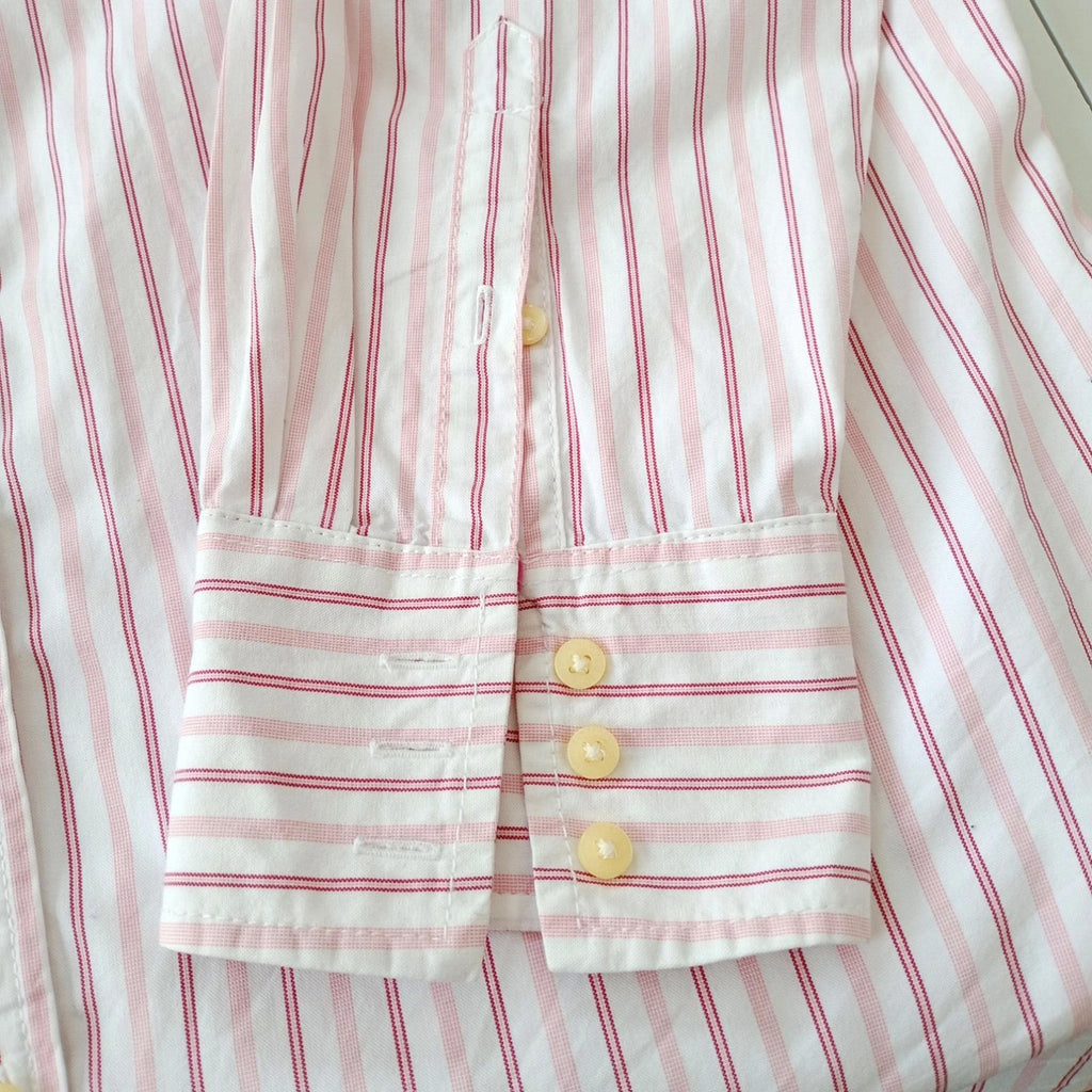 Tommy Hilfiger Shirt Men's UK Size XL Pink Striped Long Sleeve Pockets Easy Care