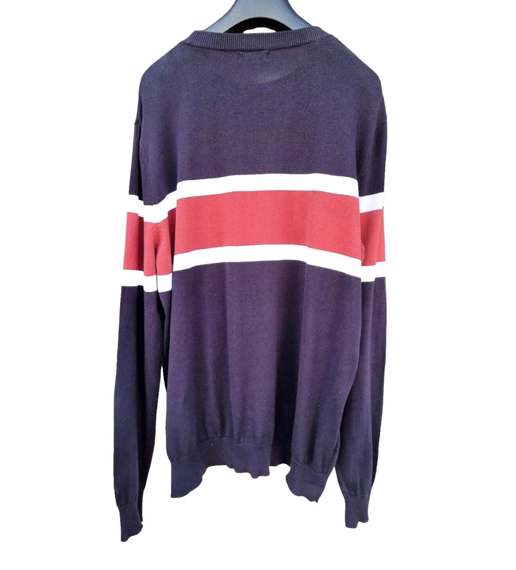 New Look Knit Jumper Men’s UK Size 2XL Navy Blue Stripe Detail Crew Neck