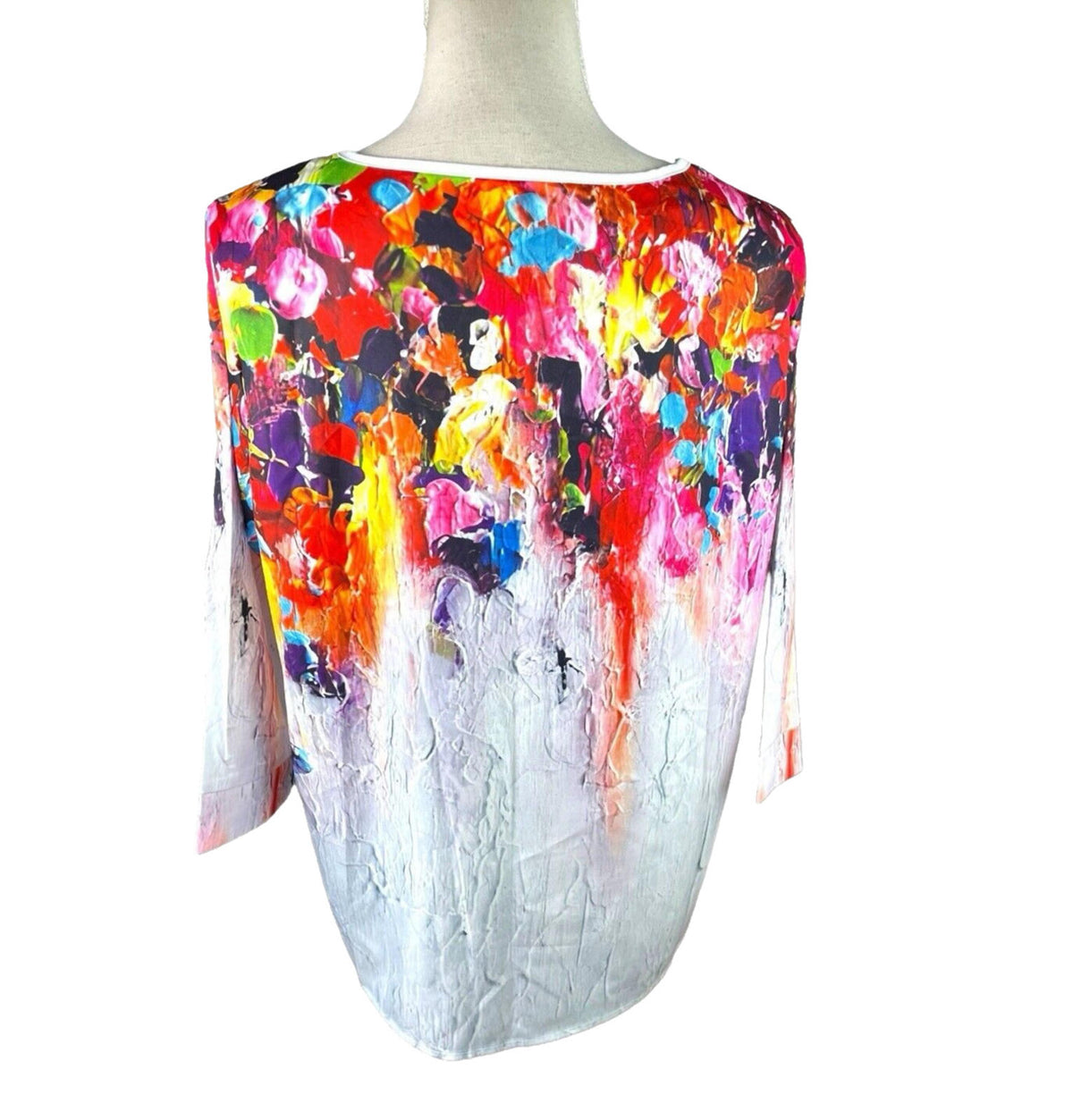 White Summer T-Shirt Blouse 3/4 Sleeve Thin Material Women's UK Size XL